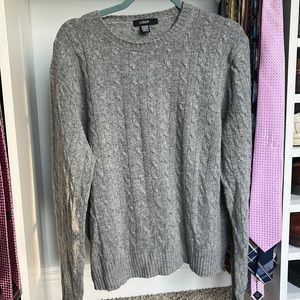J Crew gray mixed fibers cable knit sweater - size Large